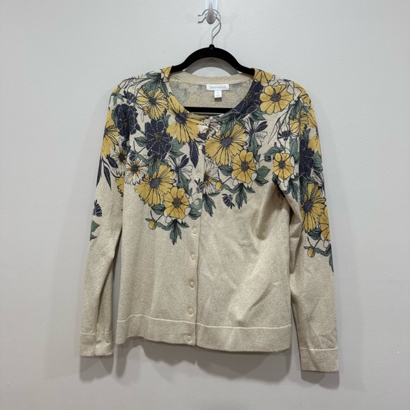 Charter Club Metallic Lurex Floral Cardigan medium - Picture 2 of 9